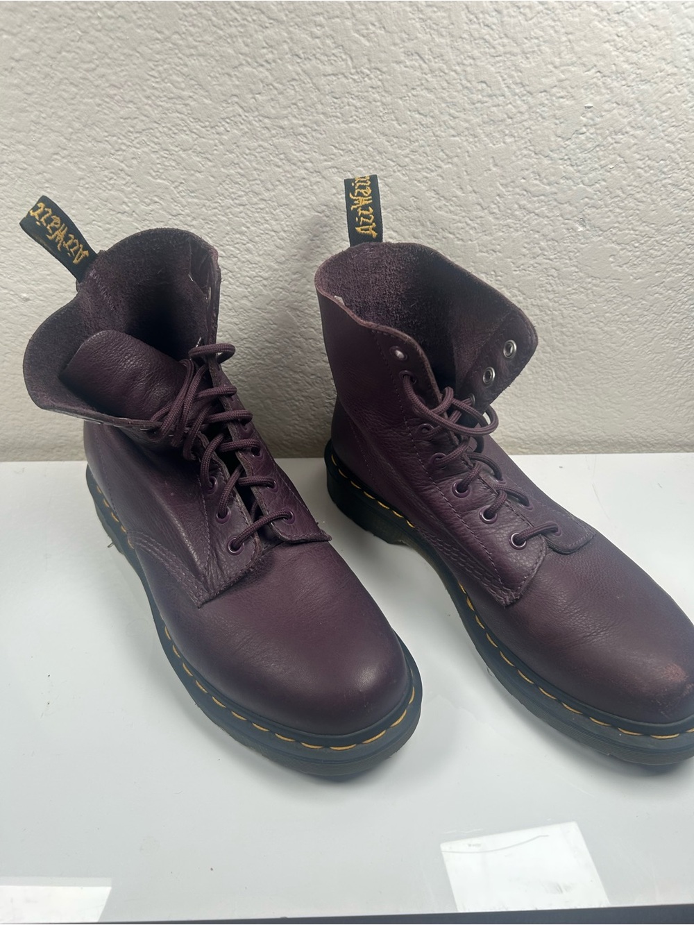 Dr. Martens Deep Purple Leather 8-Eye Lace-Up Boots